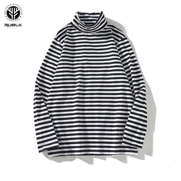 

print ruelk summer fashion stripe trend t-shirt men's long sleeve loose turtleneck t-shirt s-5xl men's clothing, Blue;gray