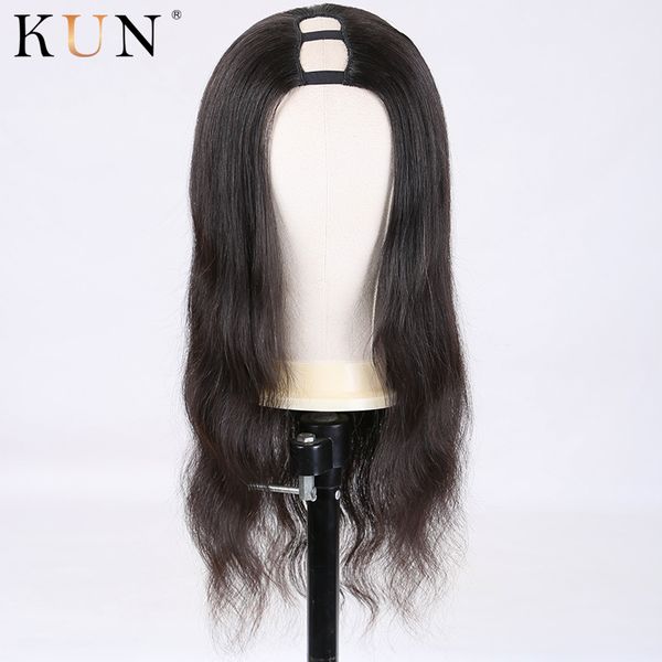 

straight human hair u part wig brazilian 150 density middle part human hair wigs remy pre plucked natural straight wig for women, Black;brown