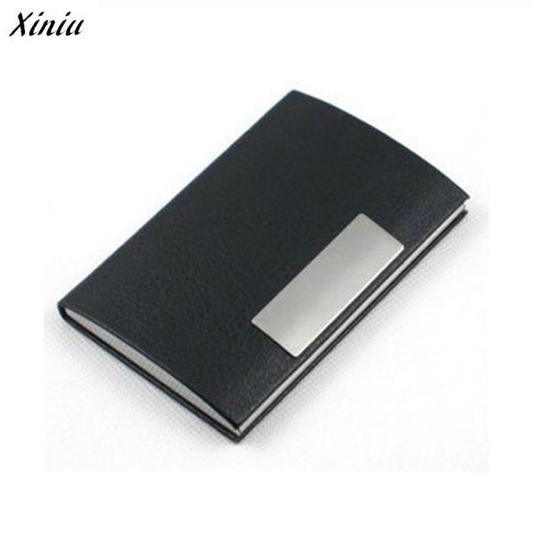 

business card holder black pocket leather metal stainless steel men women case card & id holders #yl5, Brown;gray