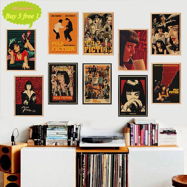 

криминальное чтиво ретро плакат ретро крафт-бумага бар кафе home decor живопись стикер стены