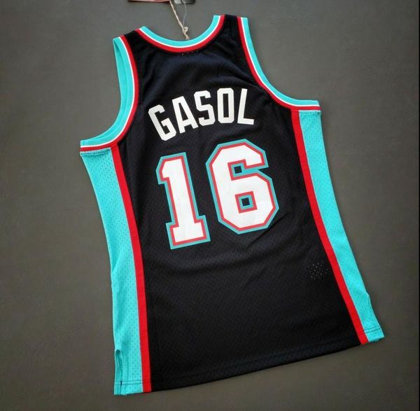 

men's young women's retro pau gasol mitchells college basketball jersey size s-3xl custom or of any name or number, Black