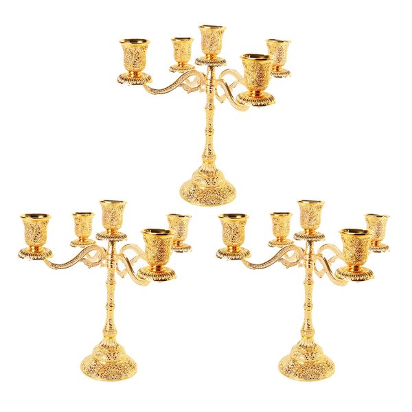

3pcs european style candelabra candle holder for decoration 5 arms-22.5cm