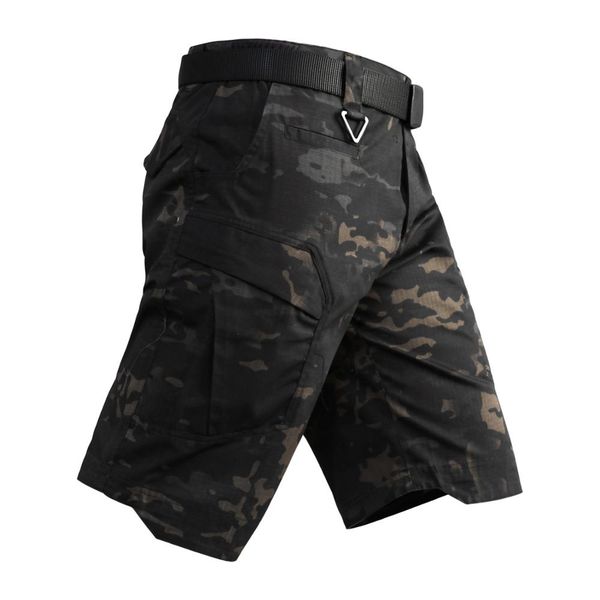 

2019 new summer multi-pocket camouflage hiking straight men's shorts loose cargo fitness running trekking pants, Black;green