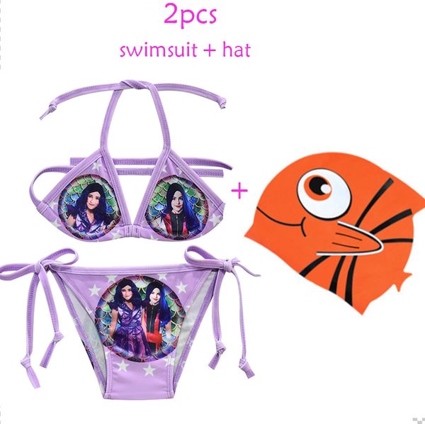 

2020 kid clothes descendants 3 swimsuit vest child girls mal descendants 3 evie cosplay purple dress boutique kids clothing, White