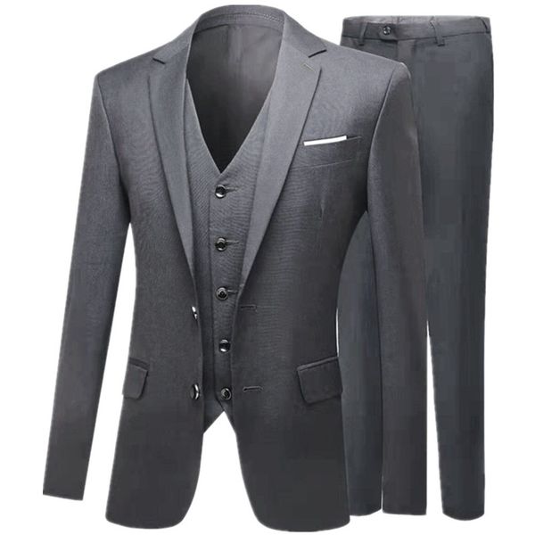 

grey wedding men suit notched collar slim fit 3 pieces jacket+pants+vest for wedding tuxedos formal suits custom made, White;black