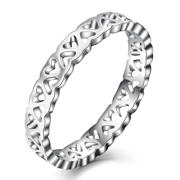 Neue Mode Titan Edelstahl Hohl Herz Damen Elegant Fingerring Band Liebhaber Schmuck Geschenk für Freundin Frauen zum Verkauf Großhandel