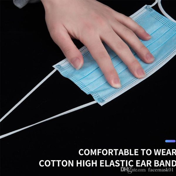 

same day ship disposable face masks with elastic ear loop 3 ply breathable and comfortable for blocking dust air pollution protection pack