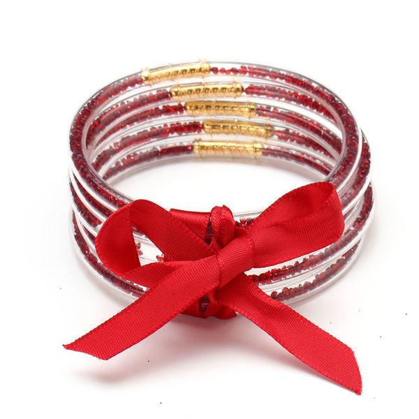 

120 sets wholesale 5pcs/set 12 month birthstones glitter jelly bangles all weather stack silicone plastic glitter jelly bangles, Black