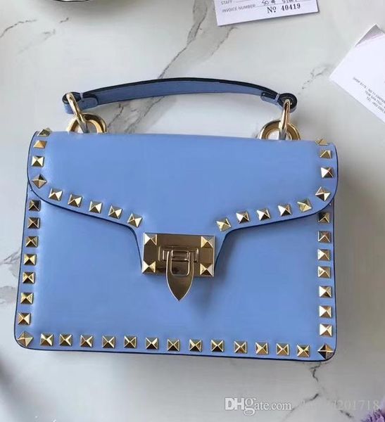 

new european classic luxury style ladies fashion bag, rivet trim style shoulder bag, jewel rivet decorations, pure leather