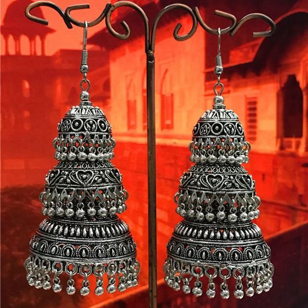 

indian morocco women's jewelry three layers heavy earrings for women afghan bohemian thailand miao silver tribes tassel big gift