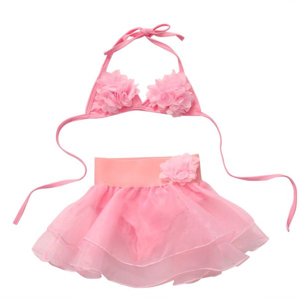 

toddler kids baby girls pink lace princess lovely cute tankini bikini swimwear swimsuit bathing suit beachwear