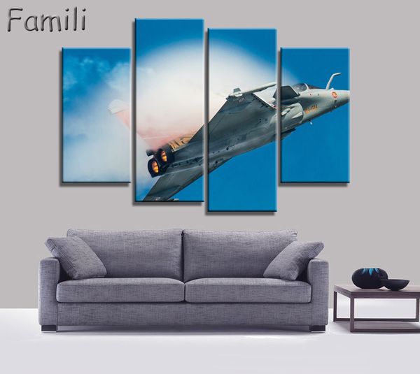 

4Panel Modern Printed Fighter Aircraft Canvas Painting Combat Aircraft Wall Picture Art For Living Room Unframed