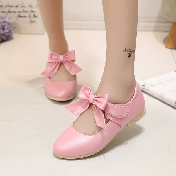 

spring summer 2020 girls dress shoes fashion bow children casual shoes big girls princess breathable solid shallow dance, Black