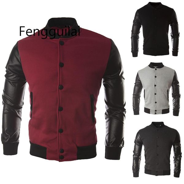 

men jackets casual autumn winter casual button jacket coat leather sportswear solid blouse fashion men's jackets clothes, Black;brown