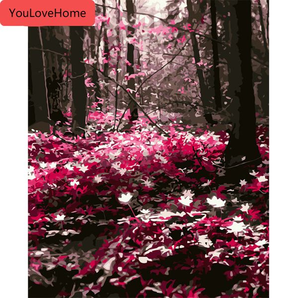 

painting by number forest scenery kits drawing canvas handpainted diy picture by numbers landscape home decor