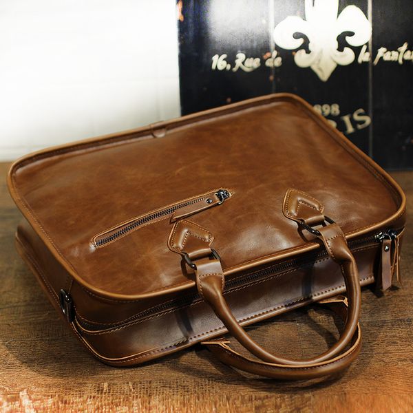 

men's bag single shoulder messenger bag crazy horse leather men's handbag horizontal shaped briefcase computer case type