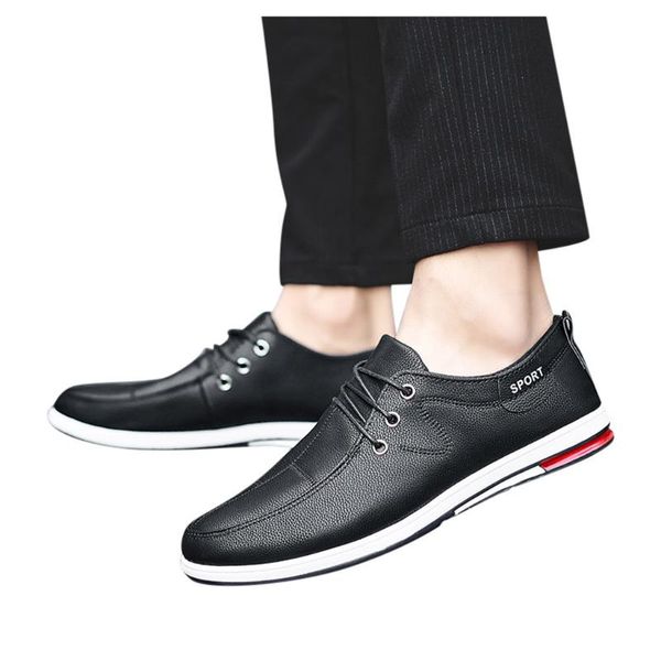 

kancoold shoes men fashion casual flat comfortable outdoor loafers men's lace-up breathable business leather shoes 1210, Black