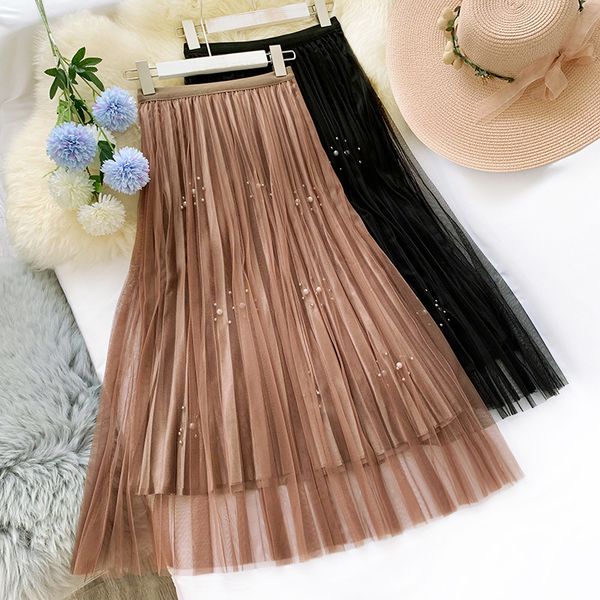 

2019 women winter velvet skirts mesh women sirts fashion pleated skirts, Black