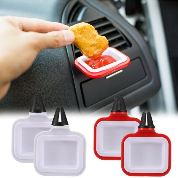 

2pc car holder saucem dip clip in-car sauce holder rotating mount removable