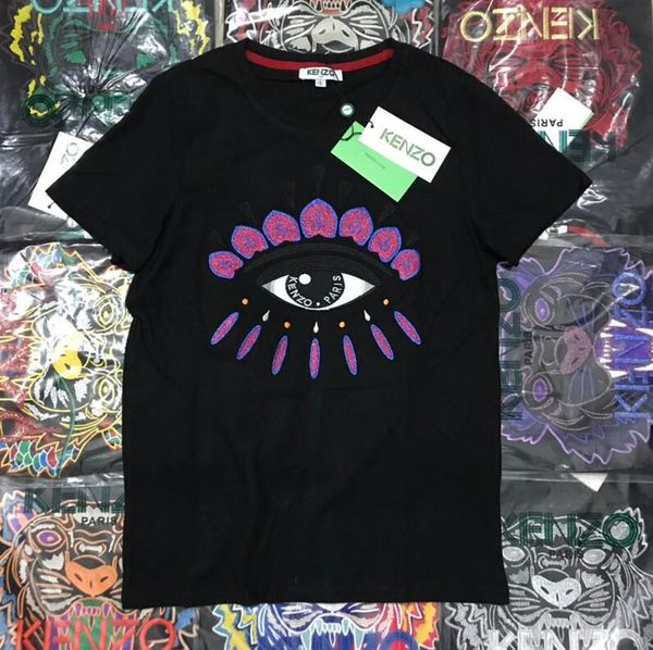 

2020 new women men embroidered tiger head t shirt print short sleeve shirts cotton women tees men men shirts printing shirt, White