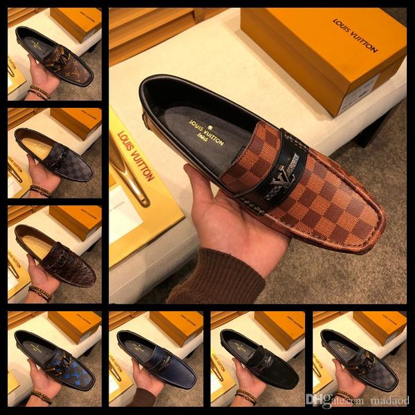 

19ff men shoes luxury brands geunine leather casual driving shoes men loafers moccasins slip on italian shoes for men big size 46 kkkkk, Black