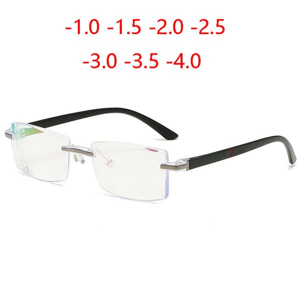 

fashion sunglasses frames frameless myopia glasses finished blue light blocking rimless prescription eyeglasses diopter -1.0 -1.5 to, Black