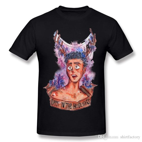 

brand man cotton deer in the headlights tee shirts man crewneck black short sleeve t shirts 5xl printed on tee shirts, White;black