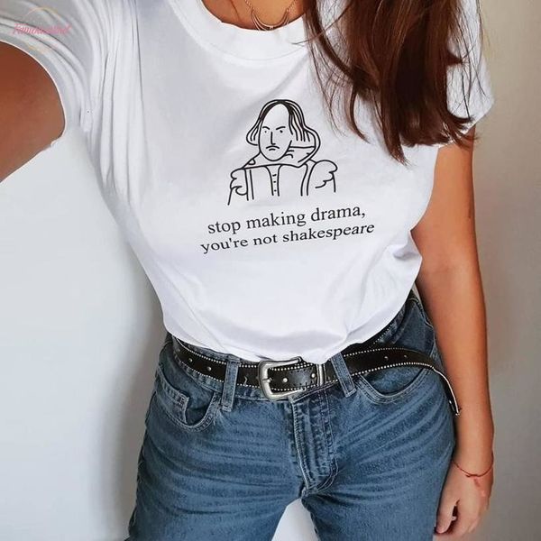 

прекратить драма котировки тенниска лета женщин tumblr grunge мода white tee феминистки graphic tops костюмы