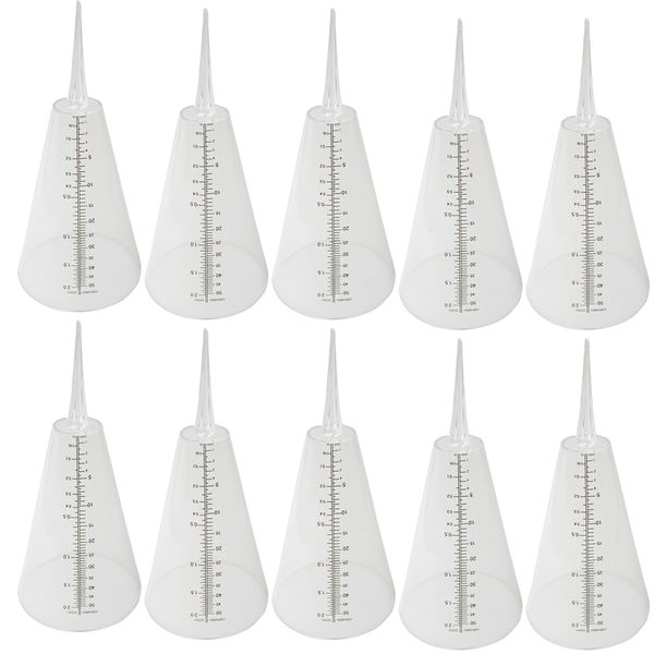 

10 pieces plastic cone rain gauge tube for outdoor garden with easy read digits