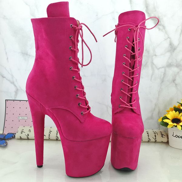 

leecabe pink suede 20cm pole dancing shoes high heel platform shoes pole dance boot, Black