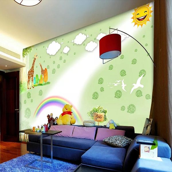 

custom large mural 3d wallpaper cartoon animal world cute baby sun bedroom mural tv back wall decor deep 5d embossed