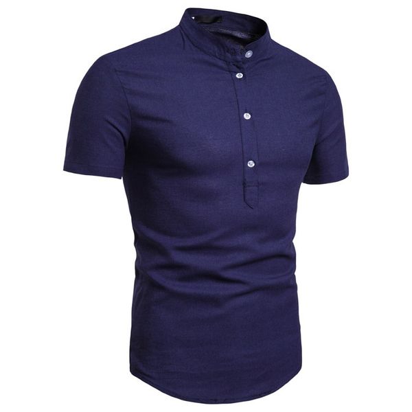 

2020 new casual solid color pullover men's short sleeve shirt, White;black