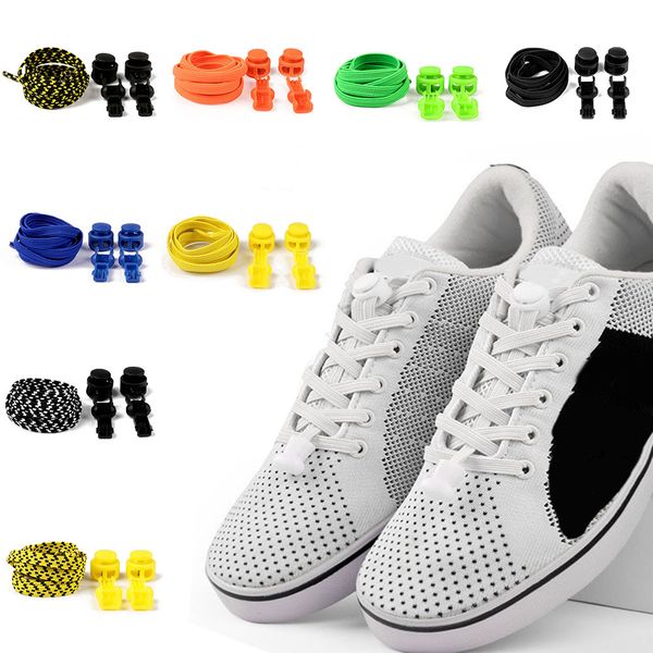 

1pair stretching no tie shoelaces locking flat shoe laces kids sneakers shoelace 100cm lazy shoe strings, Black