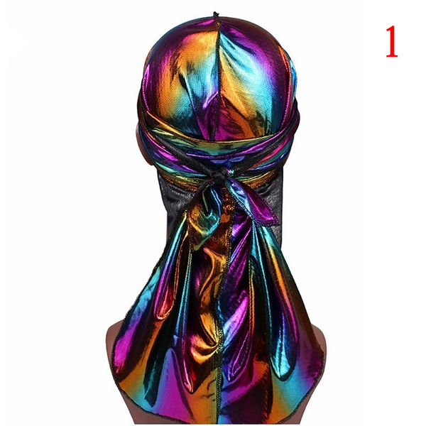 

silky inside men durag wave caps hair accessories colorful men's sparkly durags turban bandanas headwear, Silver
