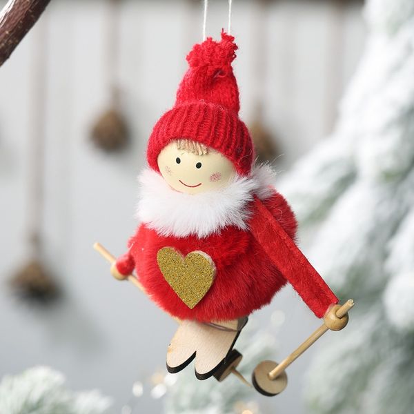 

christmas tree hanging decor dolls festive skiing plush angel christmas pendant for holiday drop ornament