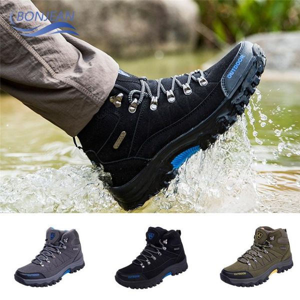 

bonjean men outdoor sneakers cotton fabric lace-up hiking shoes waterproof anti-skidding male sports shoes dropshipping men shoe
