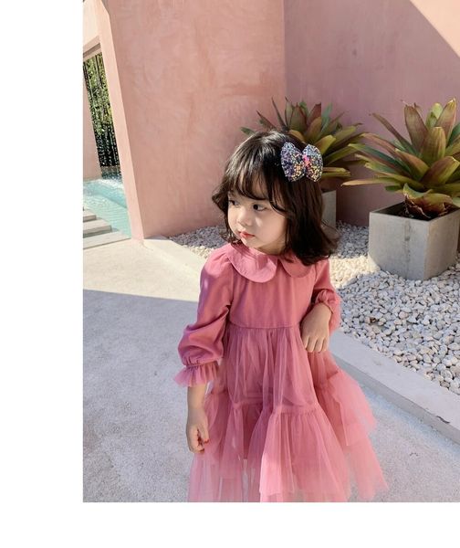 

girls dress long sleeve princess dress autumn winter girls clothes children clothing girls pink evening party dresses 10 12 14ys, Red;yellow