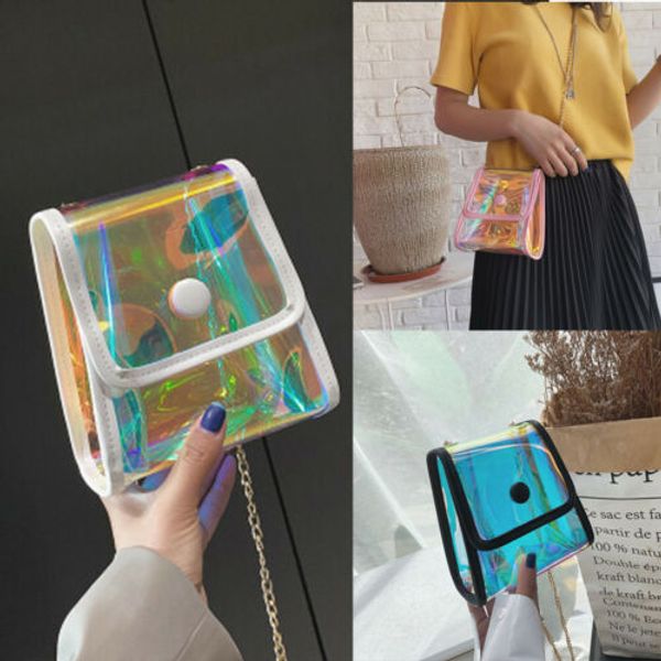 

women girl clear transparent crossbody bag jelly candy shoulder bag handbag mini