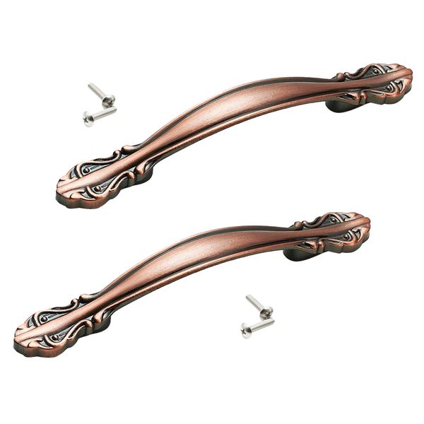 

set of 2, drawer handle kitchen cabinet pulls red bronze 15cm antique style
