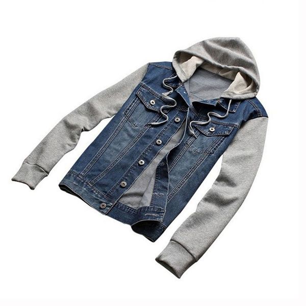 

wholesale- denim jacket men hooded sportswear outdoors casual fashion jeans jackets hoodies cowboy mens jacket and coat plus size 4xl 5xl, Black;brown