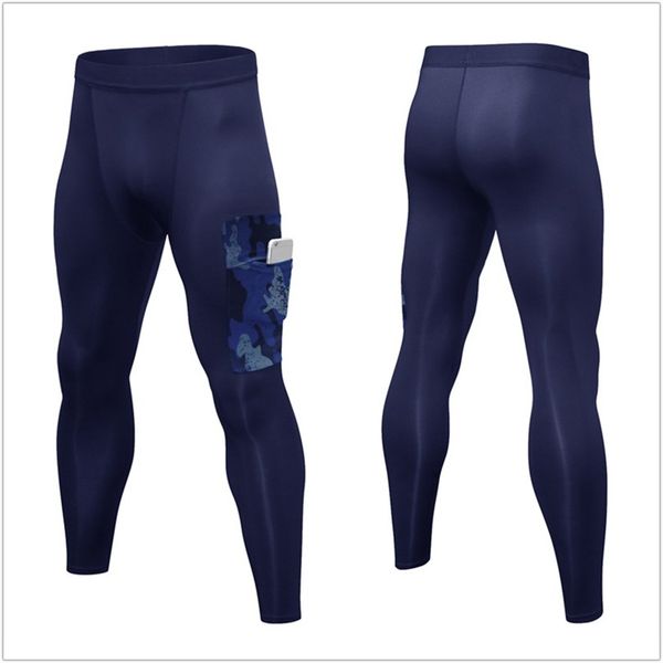 

compression pants tights men sports leggings fitness sportswear long trousers gym training skinny leggins hombre with pocket, Black
