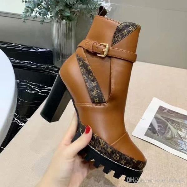 

new fashion luxury lady thick heel boots casual fashion wild women short boots lace up heel martin boots high 9.5cm 35-40, Black