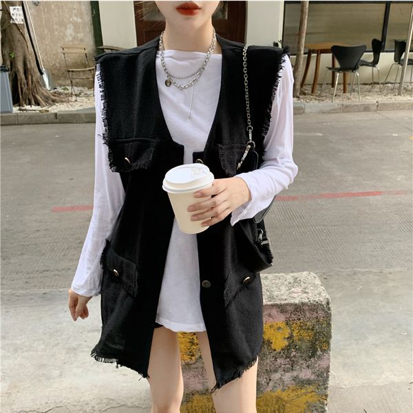 

women dresses fashion womens dress shop early autumn new burr vest solid color t-shirt loose two-piece fashion slim suit, White