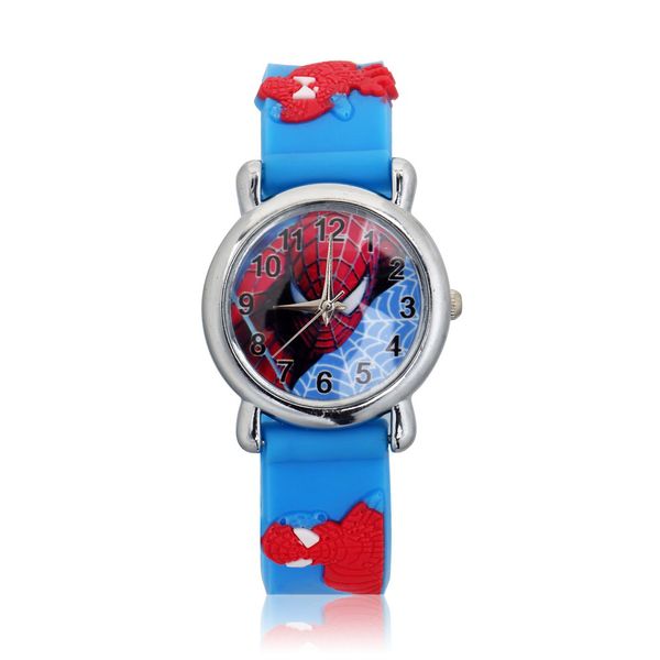 

3d rubber strap children watch kids health sleep quartz wristwatch boys girls students 2018 cartoon sports clock, Blue