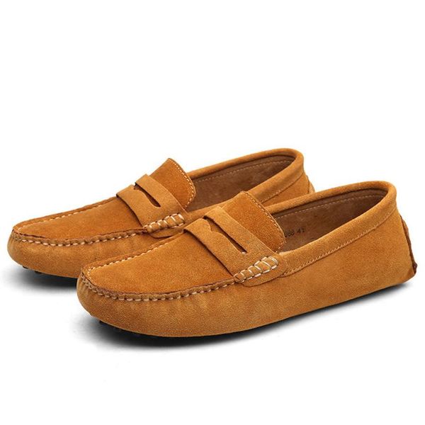 

new men minimalism loafers suede leather shoes casual shoes, Black