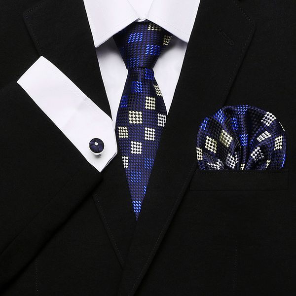 

brand paisley tie set 100% silk jacquard mens necktie men`s tie 100% silk red plaid print jacquard woven + hanky + cufflinks, Blue;purple