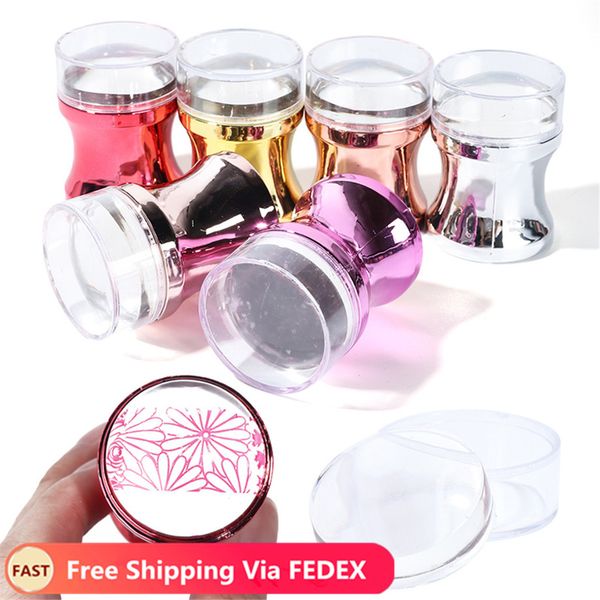 

3pcs silicone nail stamper scraper set metallic handle nail art stamp for stamping polish print manicure image plate tool, White