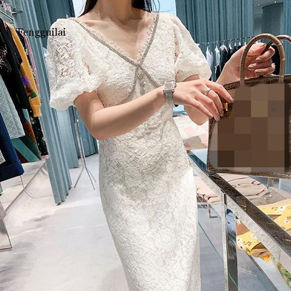 

summer woman white lace dress female bodycon midi dresses, Black;gray