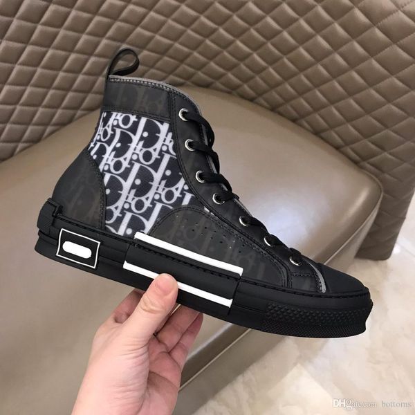 

luxury mens designer shoes high sneakers trainer shoes fashion men causal shoes 19 dior louis, Black