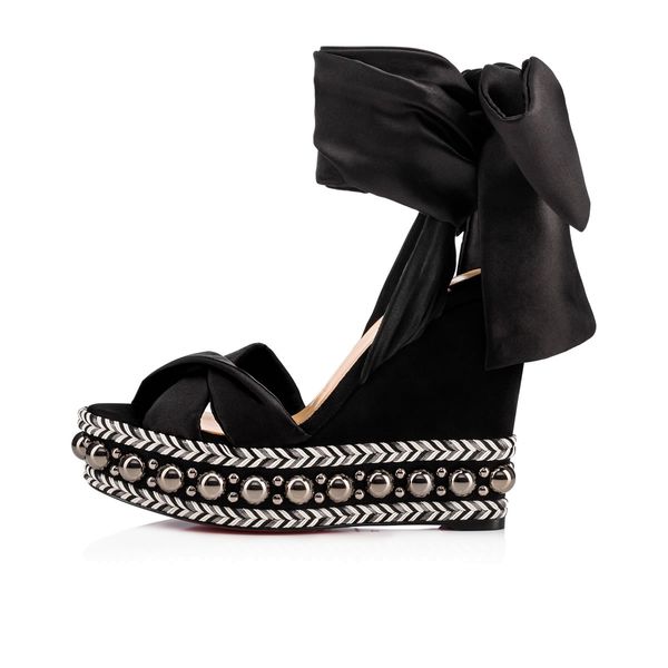 

отлично red bottom levantinana platefrom сандалия клинья espadrilles woven лодыжка ремень женщина клин дама гладиатор сандалия eu35-42, Black